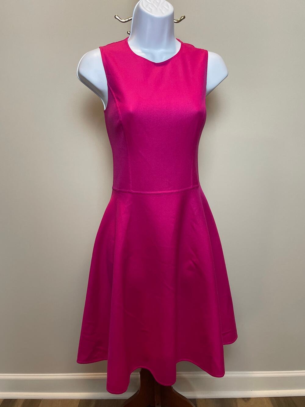Michael Kors Fit and Flare Dress Size 4 Pink Silk Made in Italy